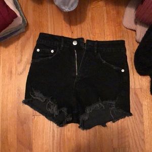 Zara Hi-Rise Black Denim Shorts